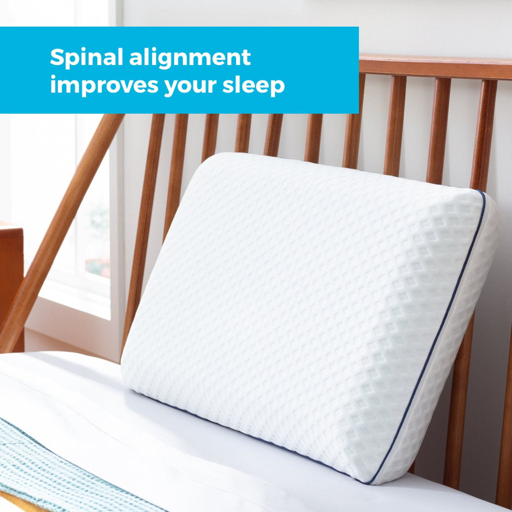 Ergonomic Memory Foam Medium Feel Standard Size Ventilated Gel Memory Foam Bed Pillow with Washable Cover and Temperature Regulating Infusion - Orthopedic Shredded Foam Bed Pillow Set Detail
