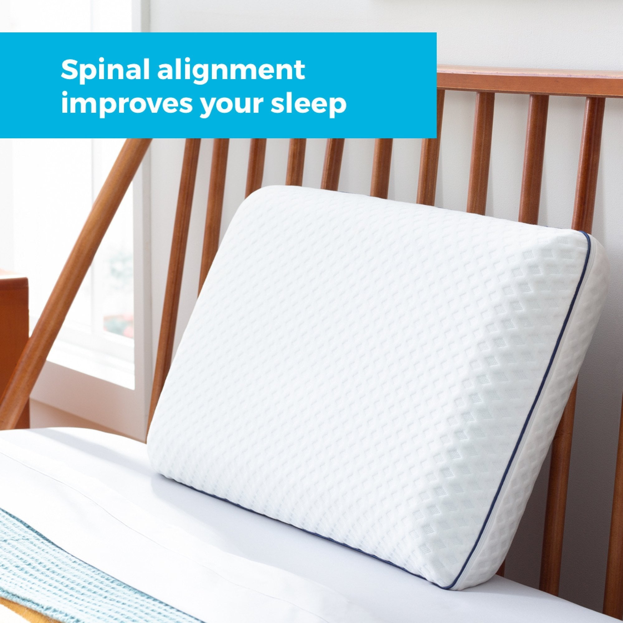Ergonomic Memory Foam Medium Feel Standard Size Ventilated Gel Memory Foam Bed Pillow with Washable Cover and Temperature Regulating Infusion - Orthopedic Shredded Foam Bed Pillow Set Detail