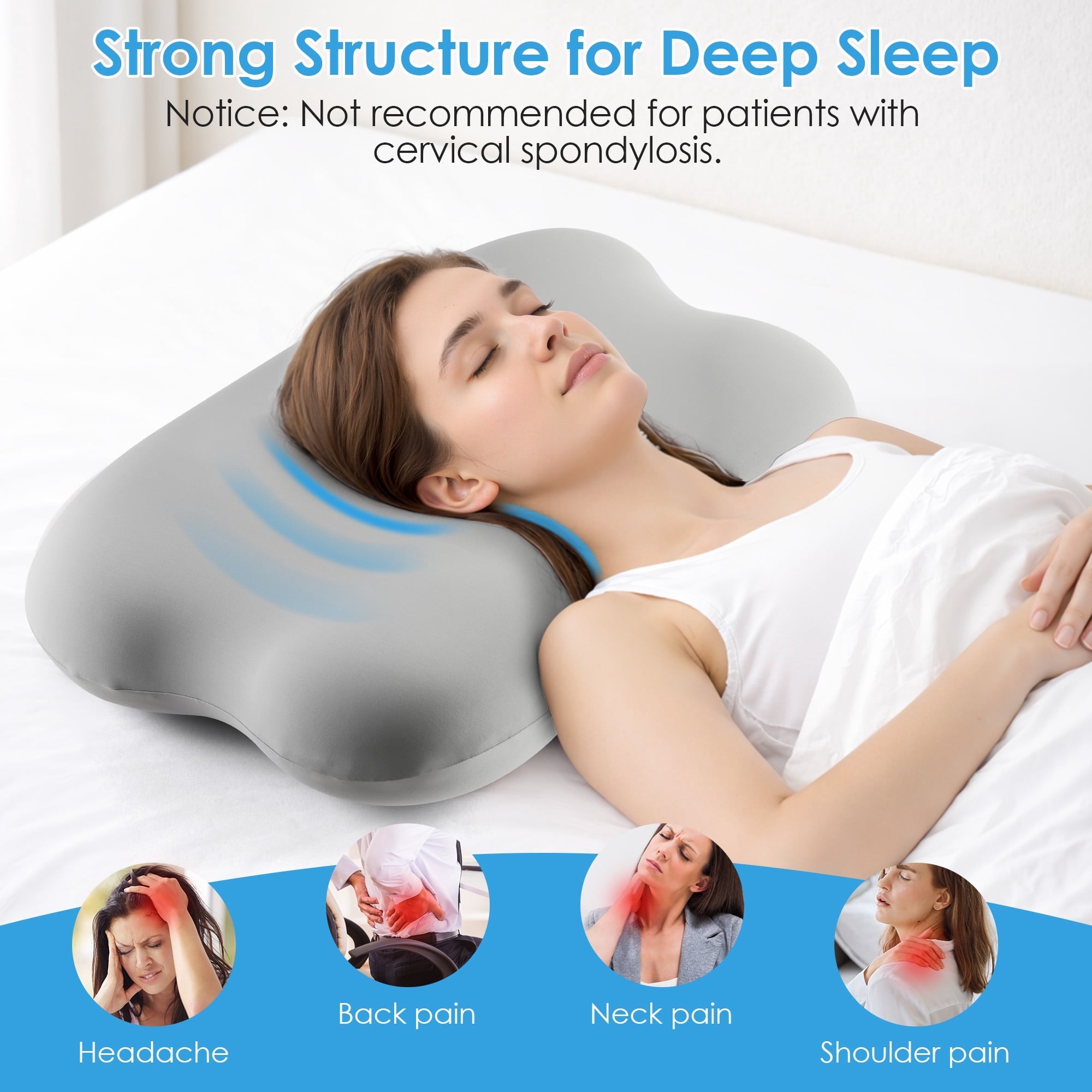 Fluffy Shredded Cervical Pillow Orthopedic Cervical Pillow for Neck Pain Relief, Memory Foam Bed Pillow with Pillowcase, Contour Bed ... - Hotel Quality Plush Sleeping Pillows Detail