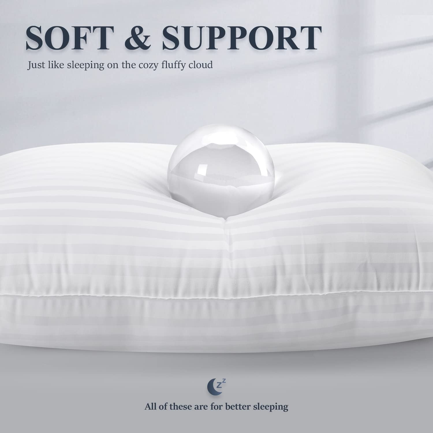 Orthopedic Support Bed Pillows 2-Pack Queen Size Luxury Hotel Pillow for Side and Back Sleeper Pillows for Bed with Cooling Cover - Hotel Quality Plush Sleeping Pillows Detail