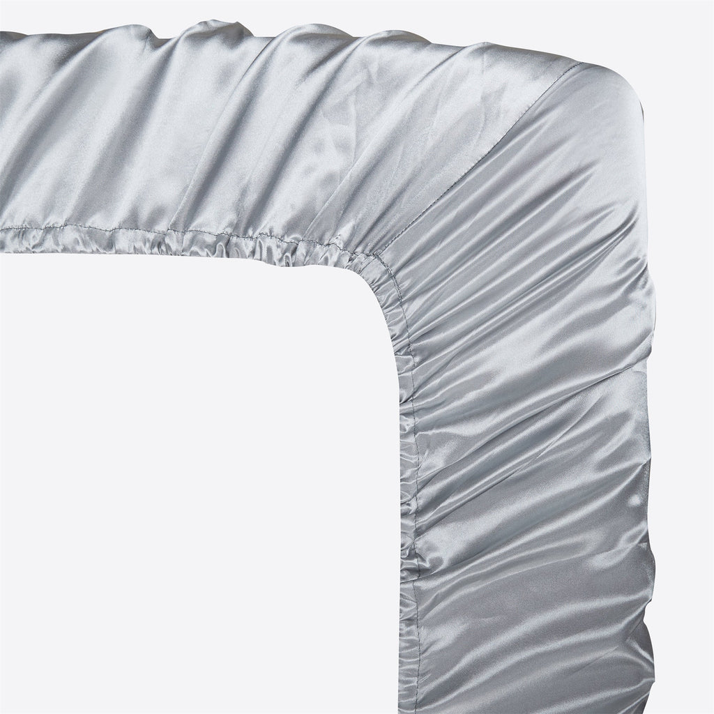 Breathable Luxury Satin Fitted Sheet King Size 14 Inch Deep Pocket Bed Sheet Silk Sheet Ultra Soft Machine Washable, Light Gray - Premium Ultra-Soft Pillowcase Pair for Sleeping Detail