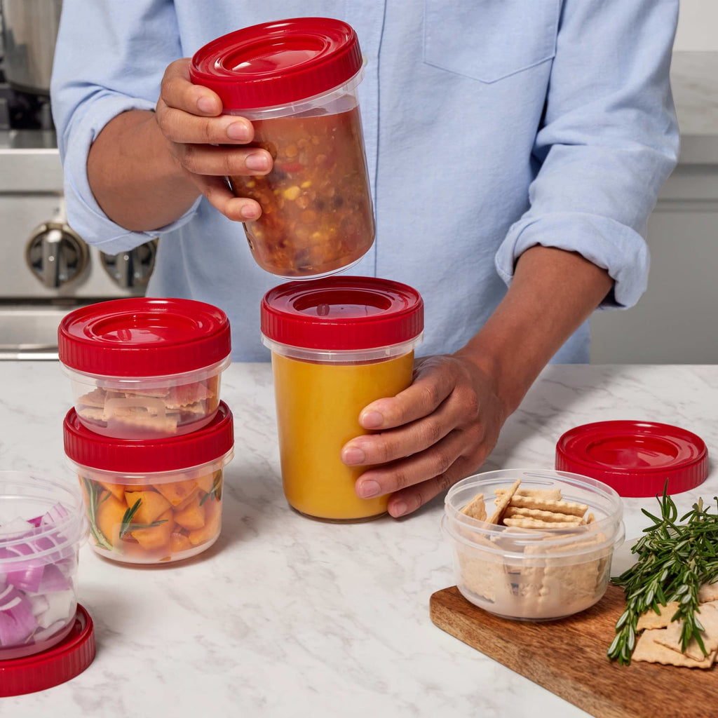 Fun Food Fidget (3 pack) & Seal 1.6-Cup Food Storage Containers, Ruby Red, 3 pack - Deliciously Soft Cupcake Sensory Glob Detail