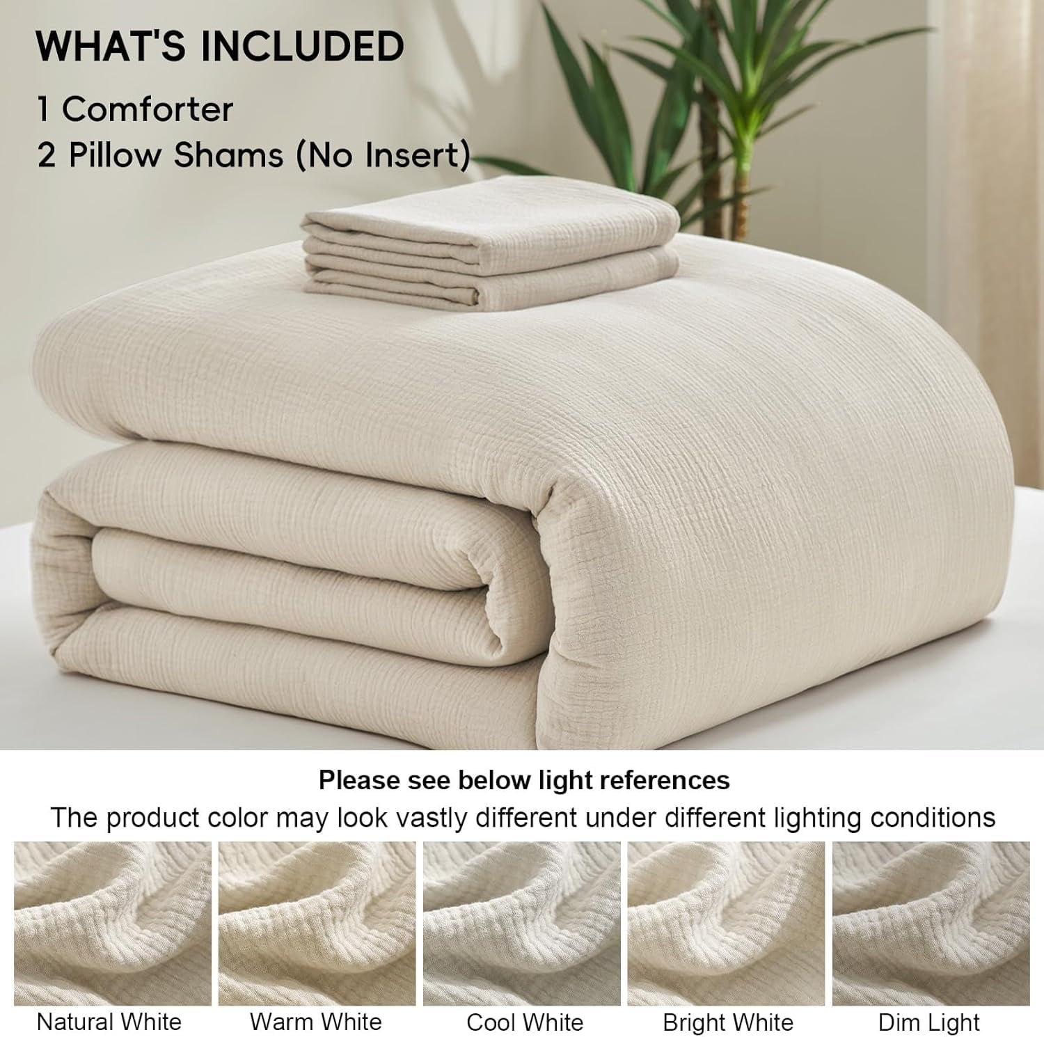 Luxurious Quilted Cotton Muslin Comforter Set Queen Size, Ultra Soft Breathable & Lightweight Bedding Set for All Seasons, 1 Comfy Comf... - Cloud-Like Soft Lightweight Bed Comforter Detail