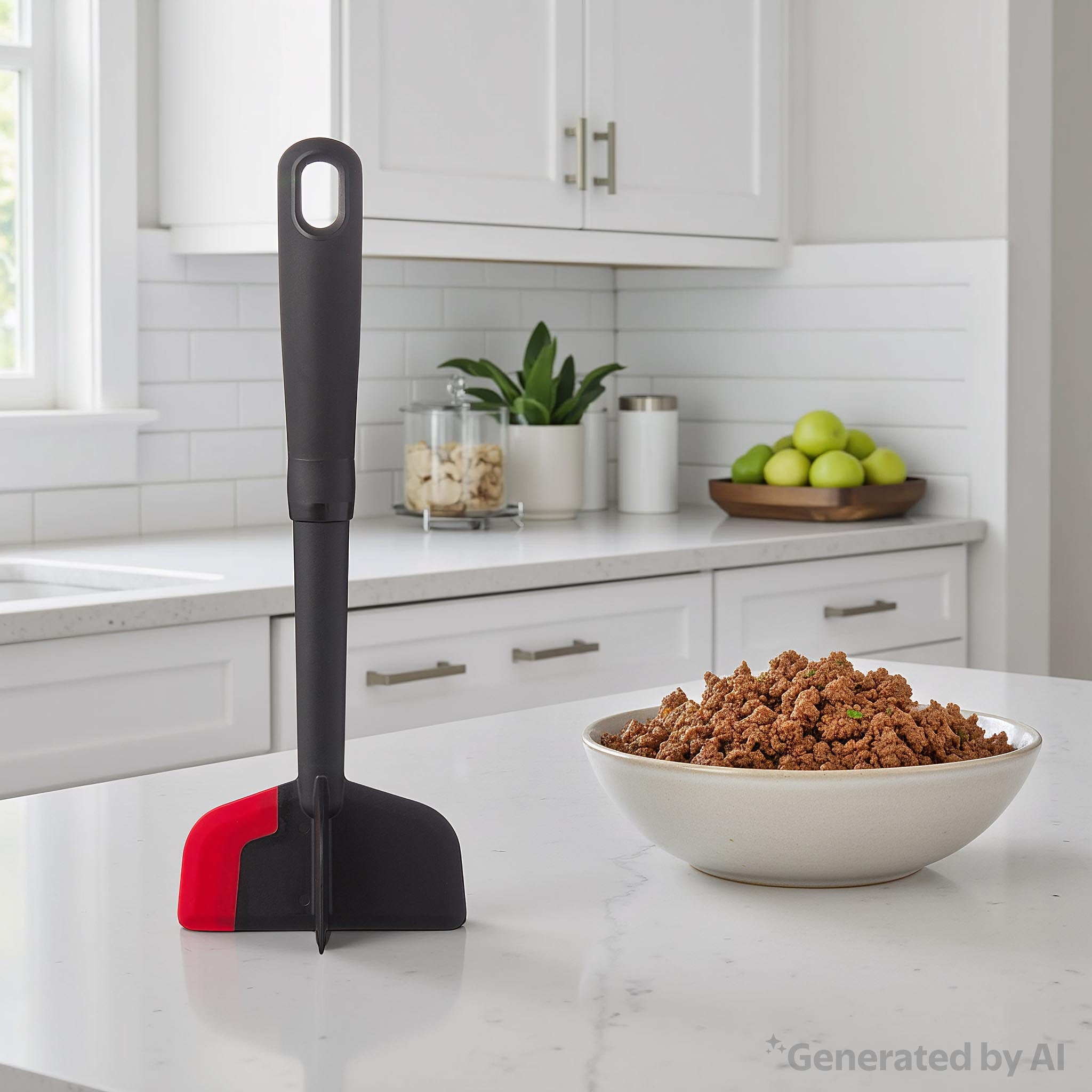 Ergonomic Manual Silicone Meat Masher and Chopper, Black - Multi-Functional Manual Food Chopper & Slicer Detail