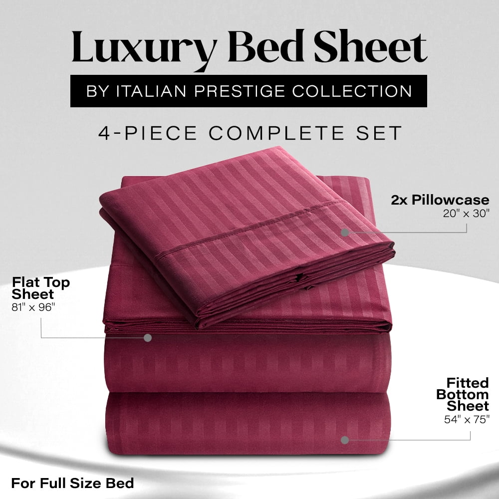 Ultra-Soft Bedding Set with Flat Sheet, Fitted Bed Sheet & Pillowcases, Full Burgundy - Premium Ultra-Soft Pillowcase Pair for Sleeping Detail