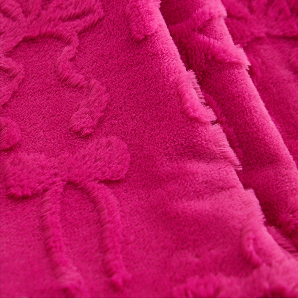 Reversible Sherpa Gen Z 50" x 60"Carved Bow Faux Fur Throw - Super Soft Reversible Sherpa Flannel Blanket Detail