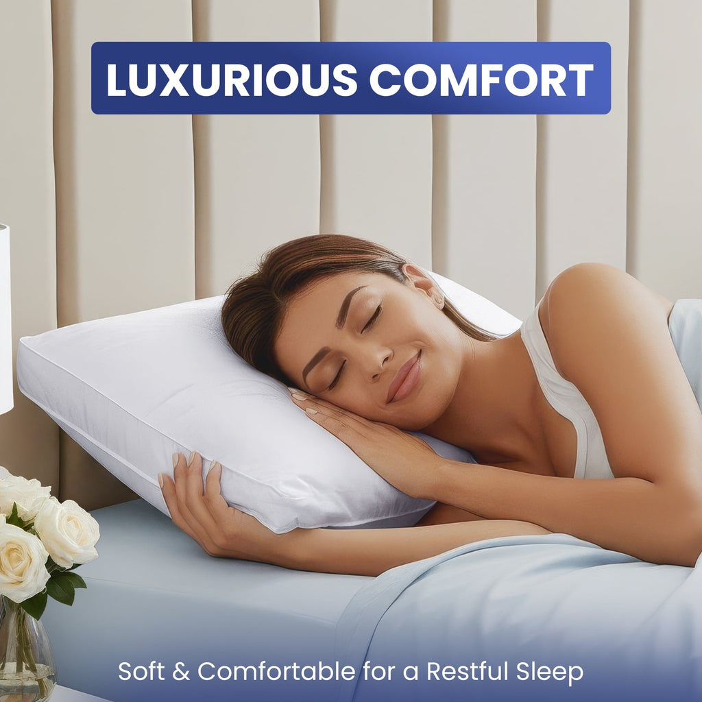 Fluffy Shredded Queen Bed Pillow, 26"L x 18" W, Set of 2, Soft and High-Quality, Gusseted Pillow for All Sleep Positions (White) - Decorative Throw Pillow Cushion for Sofa & Bed Detail