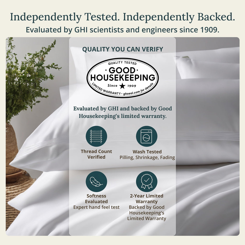 Premium Egyptian Cotton 500-Thread-Count 100% Cotton Sheet White Queen-Sheets Set, 4-Piece Extra Long-Staple Combed Cotton Bedding Sheets for... - Breathable Egyptian Cotton Flat & Fitted Sheets Detail