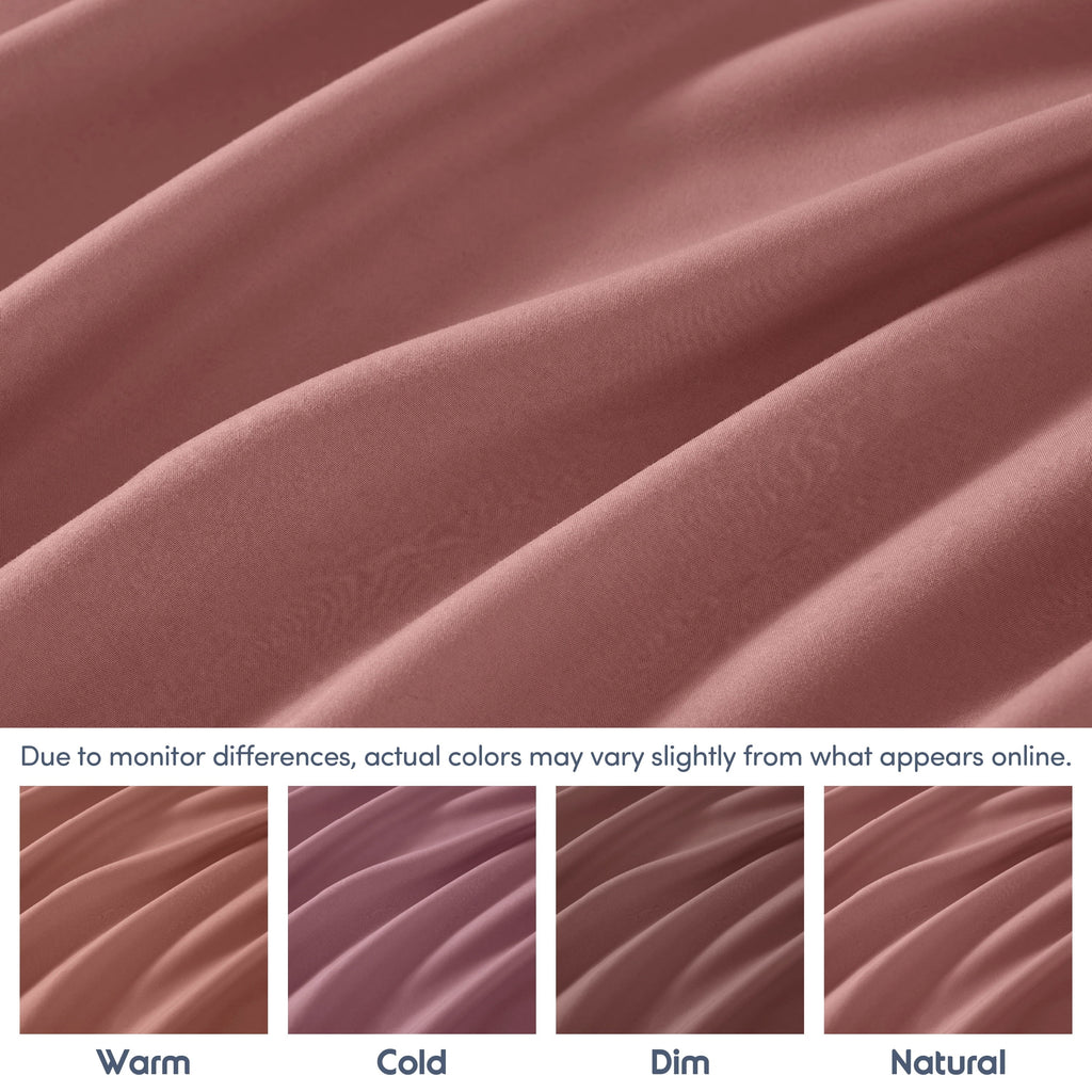 Breathable Luxury Extra Deep Pocket Twin XL Fitted Sheet Only, Fits 18" to 24" Mattress, Soft Microfiber Fitted Bed Sheet, Pink Clay - Breathable Egyptian Cotton Flat & Fitted Sheets Detail