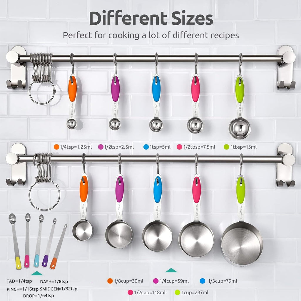High-Precision Stainless Steel Measuring Cups and Spoons Set of 15, 5 Stainless Steel Nesting Measuring Cups & 5 Spoons, 5 Mini Meas... - Multi-Purpose Hand Tool for Daily Meal Prep Detail