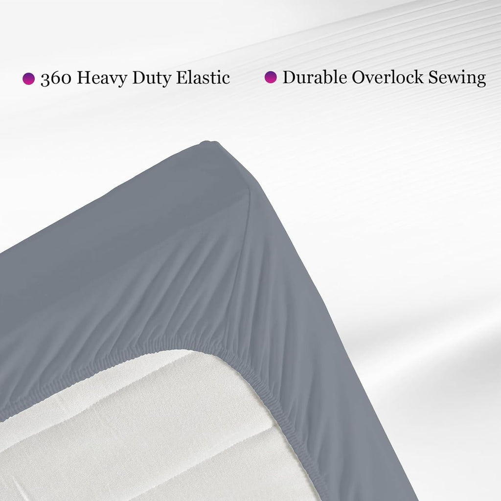 Premium Egyptian Cotton Grounding Fitted Sheet Kit Queen Size, Deep Pocket Fitted Sheet, Organic Cotton 7% Silver Fiber, Conductive Bed Cover... - Luxury Bed Sheet Set with Deep Pockets Detail