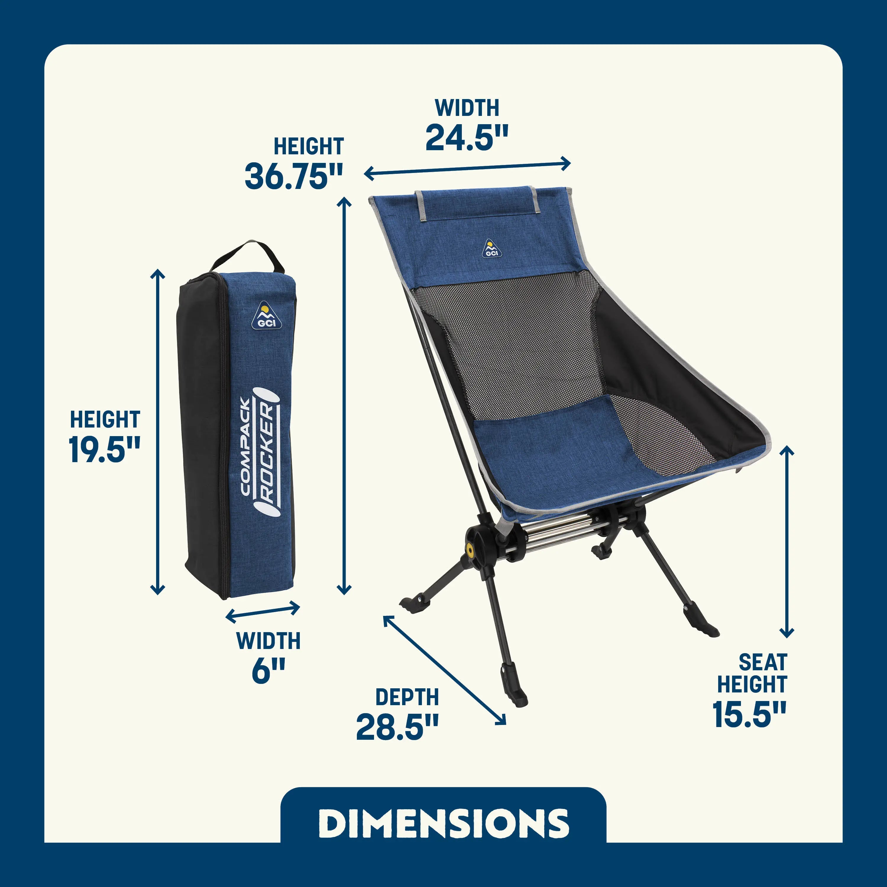 Smooth Motion ComPack Rocker - Choice 980 - RoadTrip Rocker Smooth Motion Camp Chair Detail