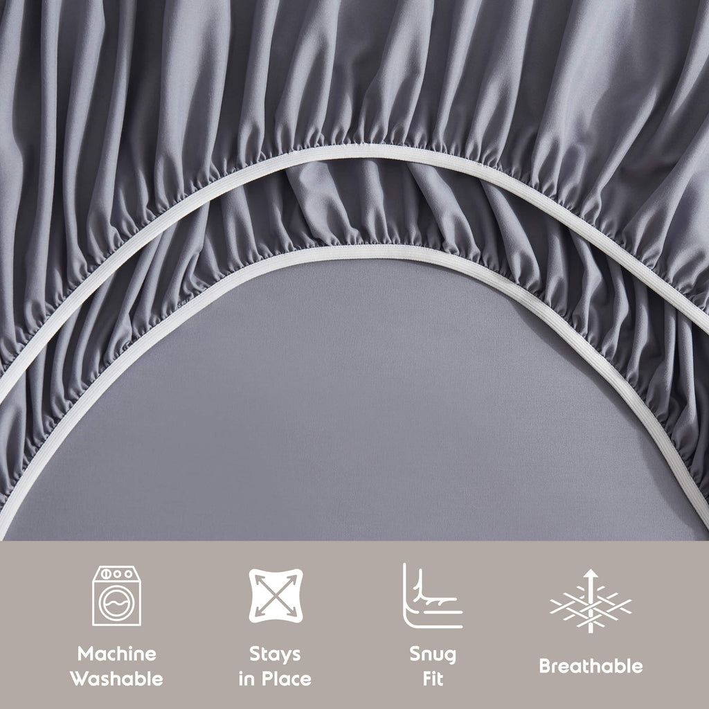 Ultra-Soft Full Size Sheets Set, 1800 Series Bed Sheets Full 4 Piece, Luxury Soft Microfiber Full Sheet Sets, Gray - Premium Ultra-Soft Pillowcase Pair for Sleeping Detail