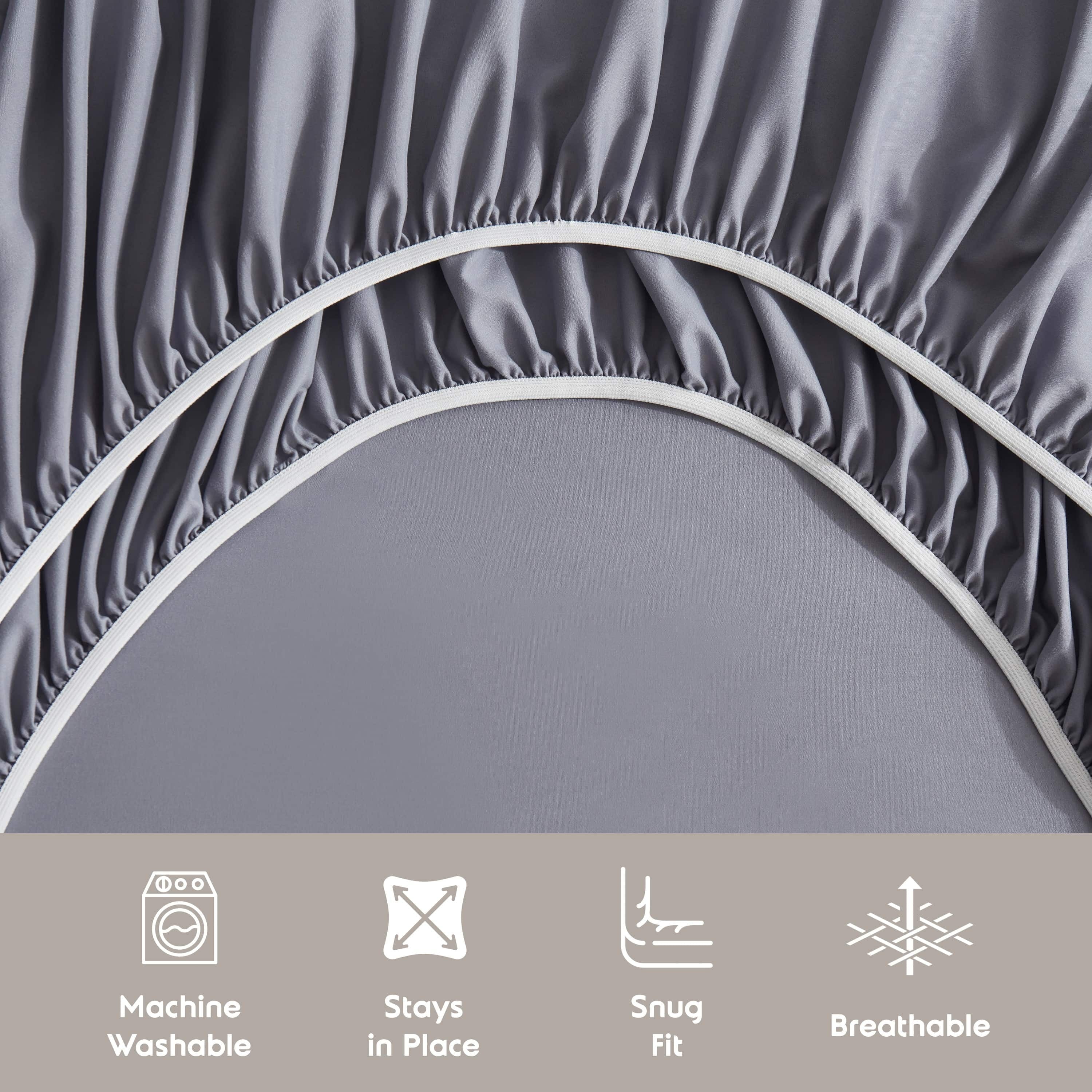 Ultra-Soft Full Size Sheets Set, 1800 Series Bed Sheets Full 4 Piece, Luxury Soft Microfiber Full Sheet Sets, Gray - Premium Ultra-Soft Pillowcase Pair for Sleeping Detail