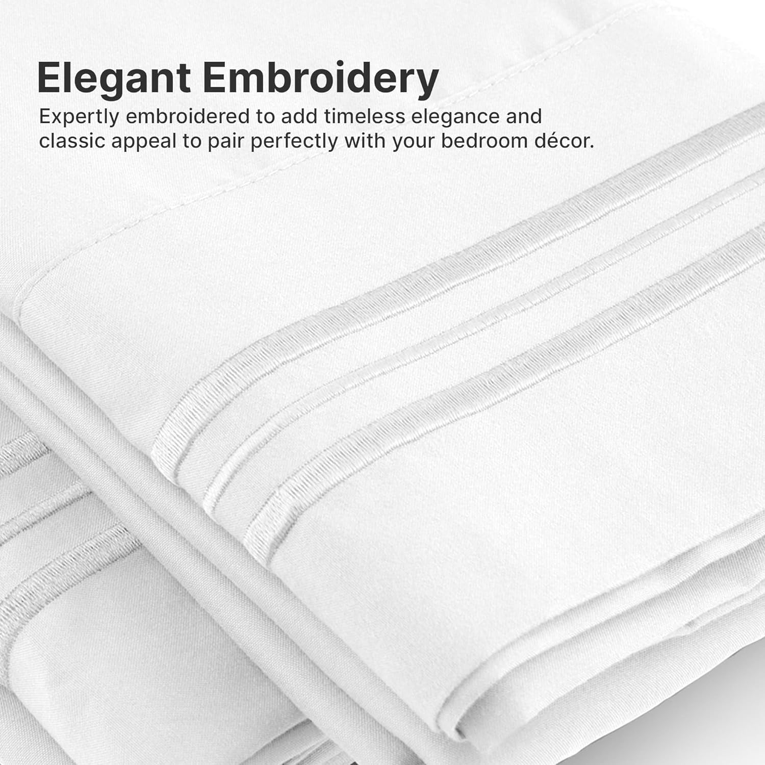 Ultra-Soft 6-Piece Extra Deep Pocket Sheet Set With Extra Matching Pillowcases - King Size Bed Sheets Fits 18"-24" Ma... - Breathable Egyptian Cotton Flat & Fitted Sheets Detail