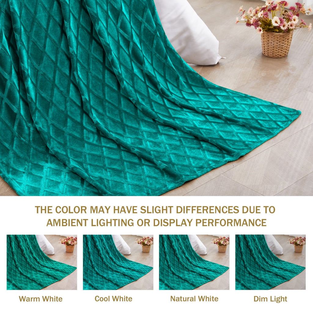 Lightweight Warm Large Soft Throw Blanket for Couch, 50x70 Inches Diamond Geometry Pattern Velvet Fleece Blanket, Cozy, Warm and Light... - Lightweight Plush Warm Blanket for All Seasons Detail