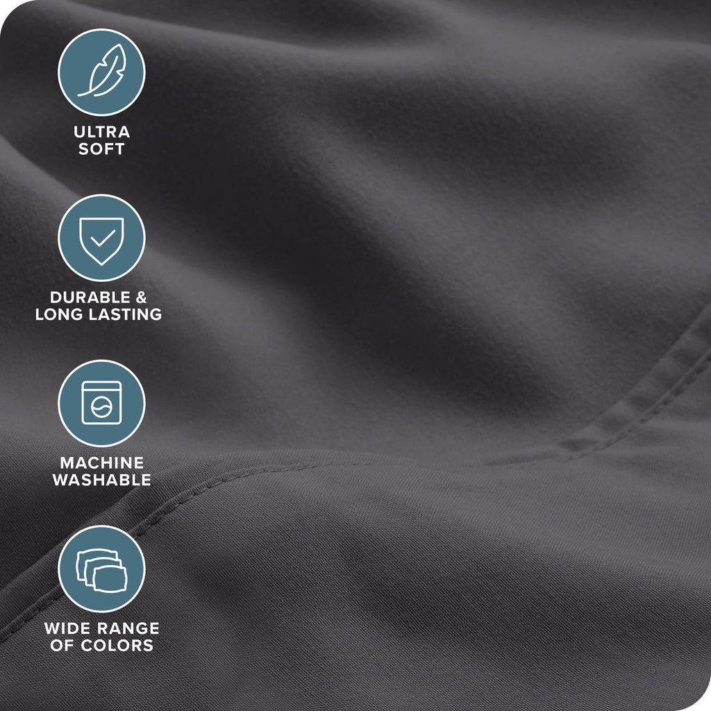 Premium Egyptian Cotton Luxury Bed Sheet Set- 6 Piece - Queen, Gray - Cooling Hotel Quality Bedding Sheets and Pillowcases Detail