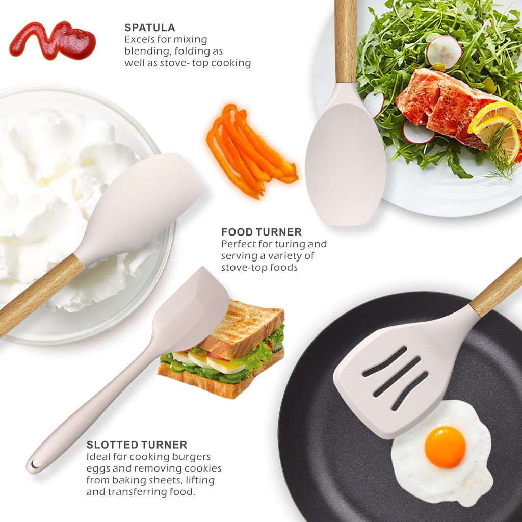 Heavy Duty Silicone Cooking Utensils Set - 446°F Heat Resistant Silicone Kitchen Utensils for Cooking,Kitchen Utensil Spatula Se... - Professional Kitchen Tool for Culinary Enthusiasts Detail
