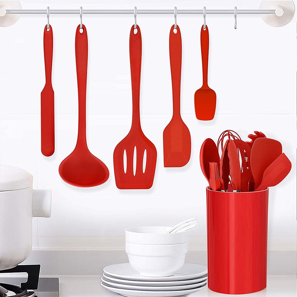 Heat-Resistant 14 Pcs Cooking Utensils Set with Holder, Heat Resistant Silicone Kitchen Cookware Utensils Set, Kitchen Cooking Tools... - Durable Turner & Ladle Utensil Set for Home Chefs Detail