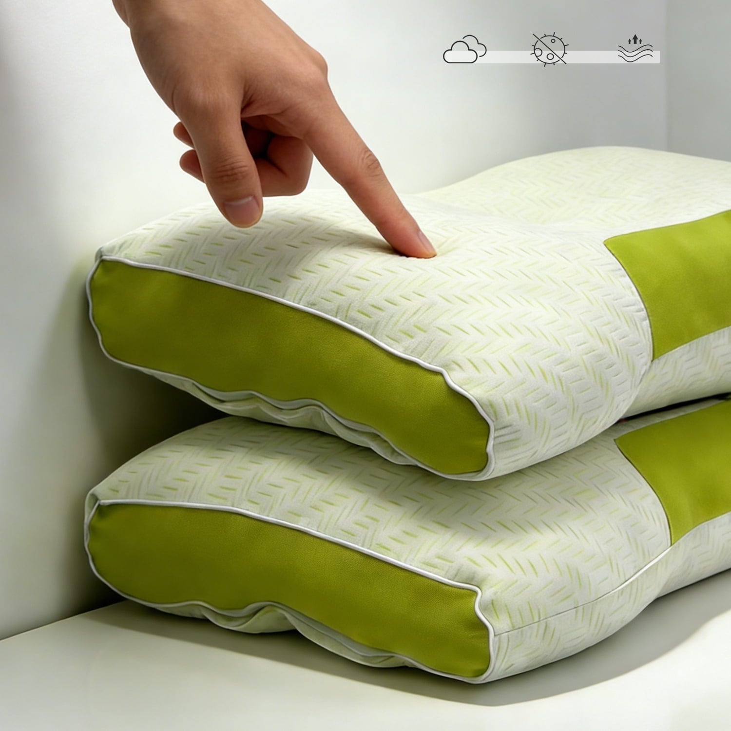 Fluffy Shredded 2-Pack Bamboo Fiber Bed Pillow (29.13" x 18.9") - A-Class Safe and Cooling - Hotel Quality Plush Sleeping Pillows Detail