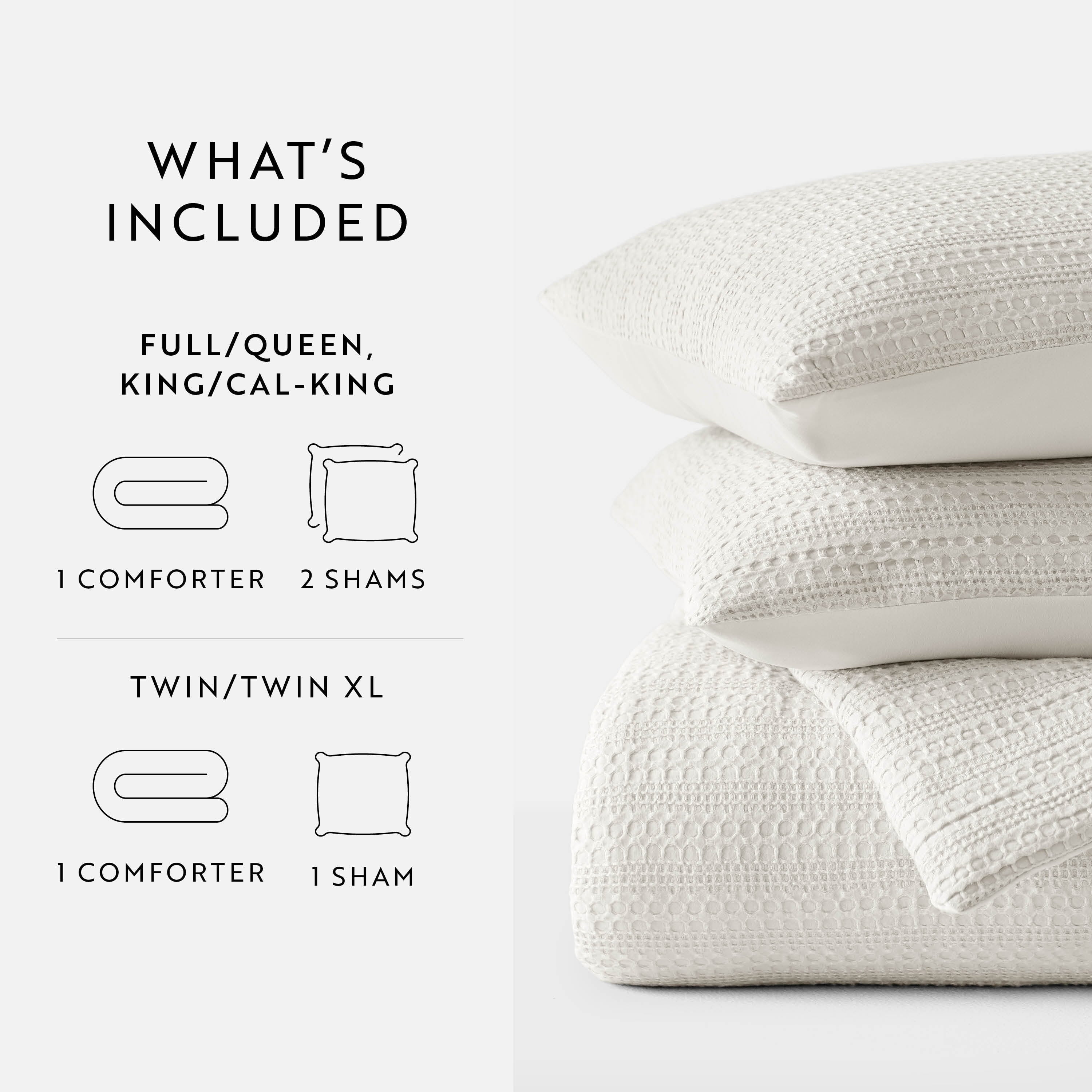 Luxurious Quilted Textured Waffle Comforter Set ins Natural Waffle Comforter Bedding Sets, King/Cal King Size Bedding - Luxurious Quilted Duvet Cover Set Detail