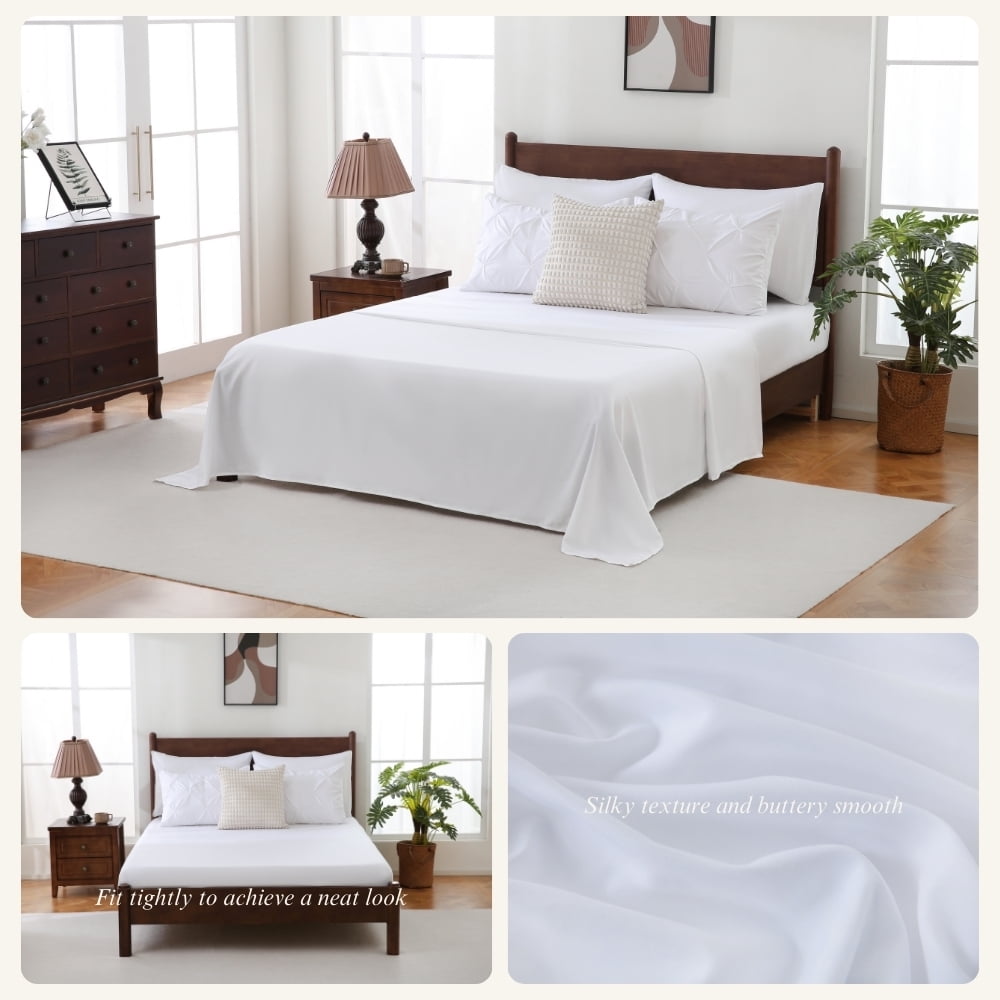 All-Season 7 Pieces Pinch-Pleated Comforter Set, White Queen Size - All-Season Down Alternative Comforter Insert Detail