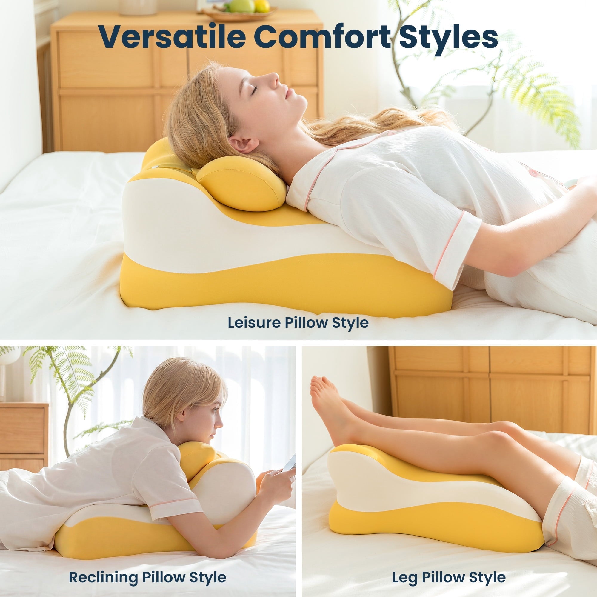 Hotel Collection Memory Foam Reading Pillow, Multi-Position Support Bed Pillow for Petite Adults, Reading Tools, Fun Couple Pillows Pr... - Ergonomic Memory Foam Pillow for Neck Pain Support Detail