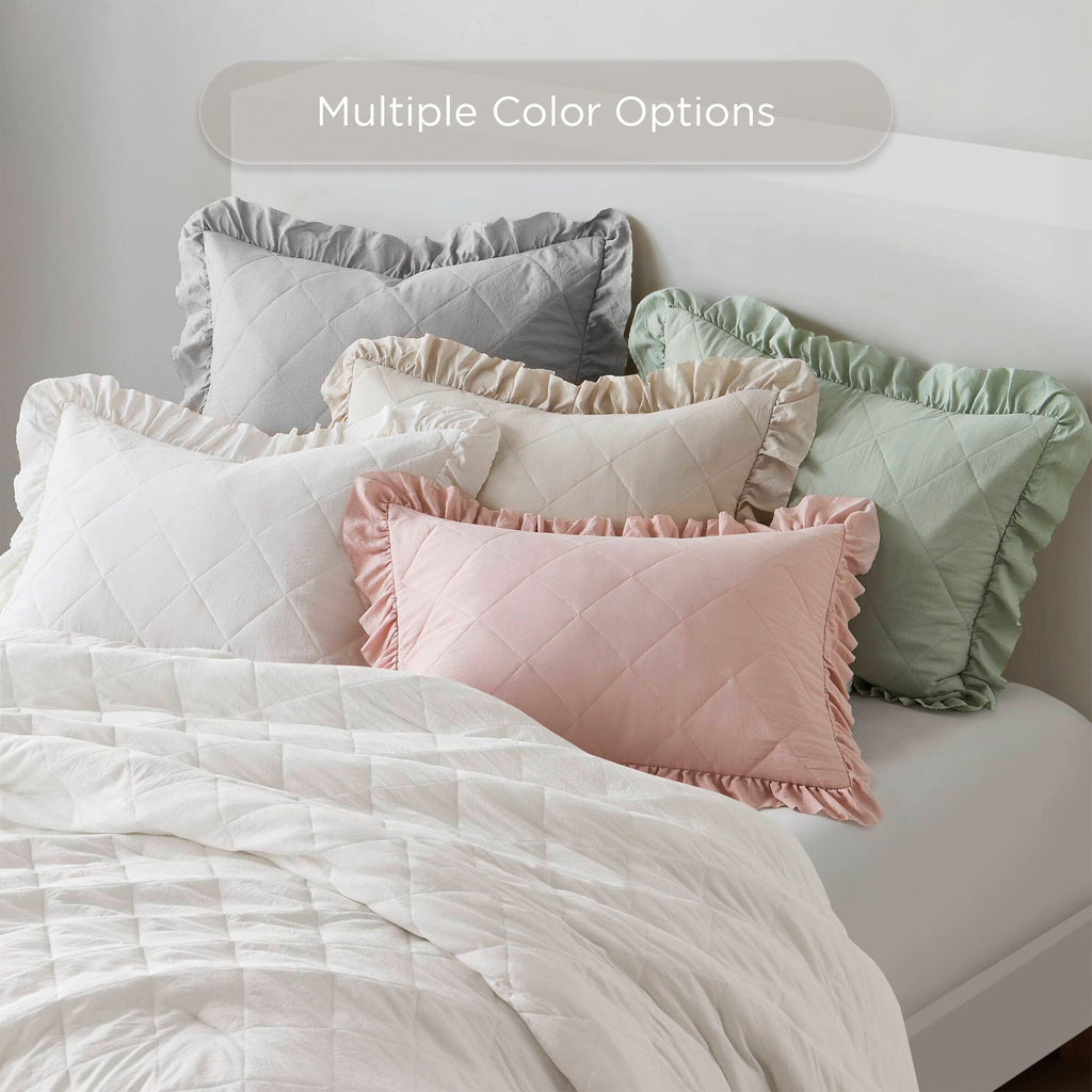 Hypoallergenic Cloud Full/Queen Comforter Set Sage, 3 Pieces Quilted Ruffle Comforters Full/Queen Size, Solid Bedding Comforters Sets, Gif... - Cloud-Like Soft Lightweight Bed Comforter Detail