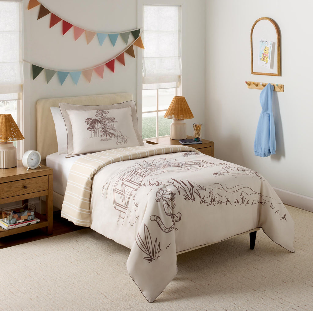 Heavyweight Warmth Kids 2 Piece Khaki Comforter and Sham Bedding Set, Twin/Full - Cloud-Like Soft Lightweight Bed Comforter Detail
