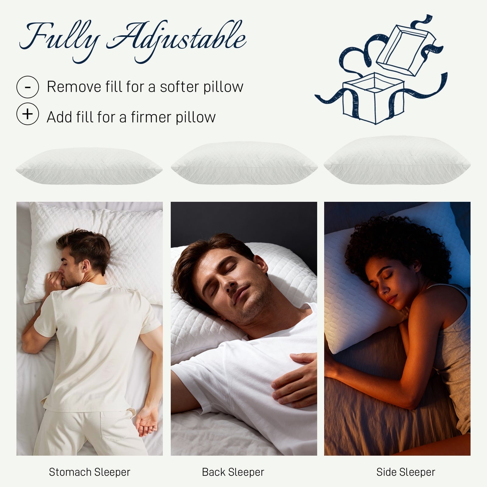 Hotel Collection Bed Pillows Cross Cut Memory Foam For Sleeping,Queen Size Bedding Pillow(White), Original Pillow for Sleeping，Adjusta... - Ergonomic Memory Foam Pillow for Neck Pain Support Detail