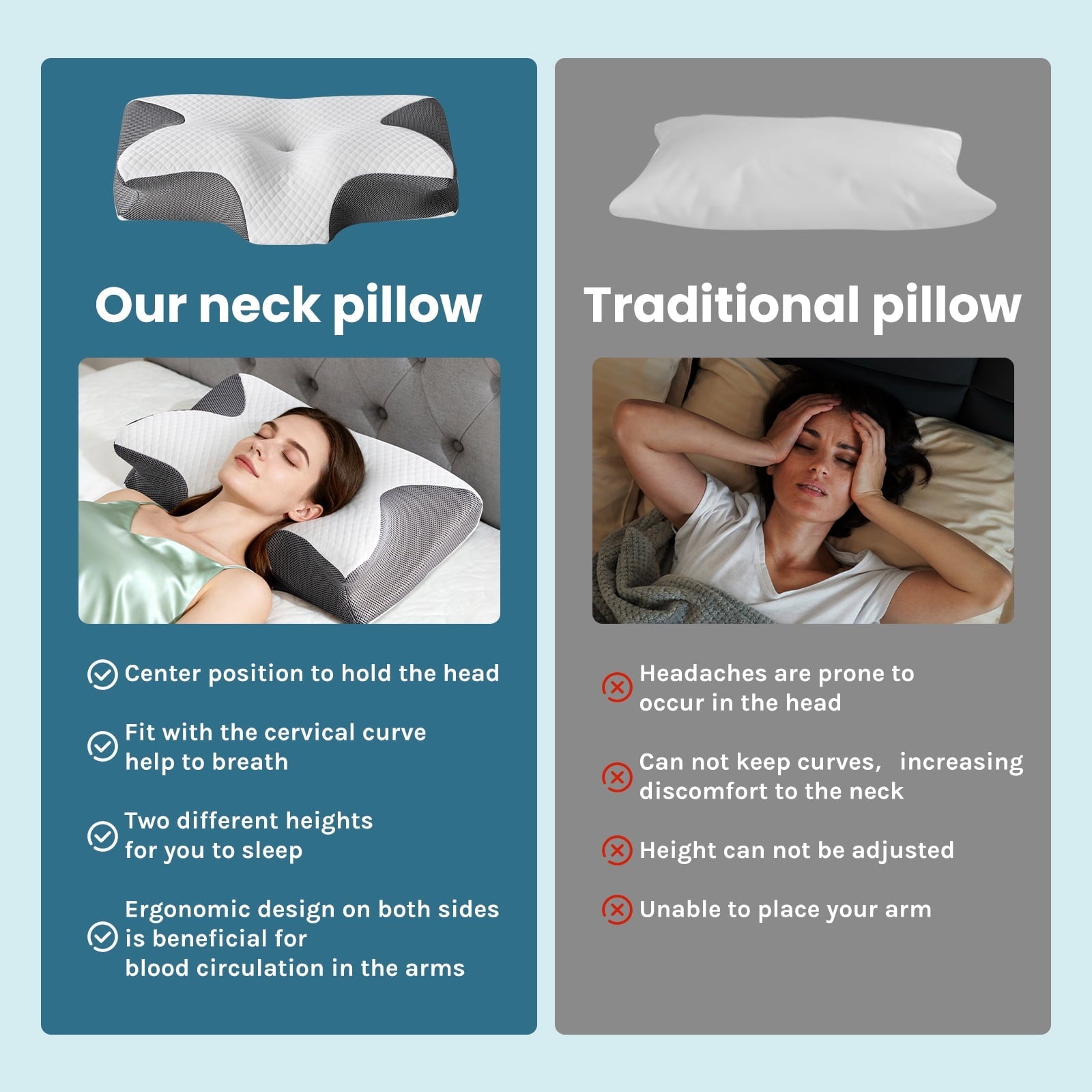 Hotel Collection Cervical Pillow for Pain Relief, Ergonomic Side Sleeper Pillow for Orthopedic Contour Support for Bed Sleeping, Memor... - Hotel Quality Plush Sleeping Pillows Detail