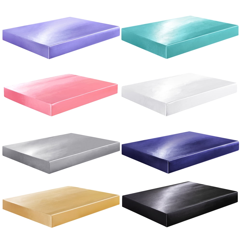 Ultra-Soft Fitted Sheet Deep Pocket Bed Sheet Satin Silk Sheets Ultra Soft Machine Washable Twin, Navy Blue - Cooling Hotel Quality Bedding Sheets and Pillowcases Detail