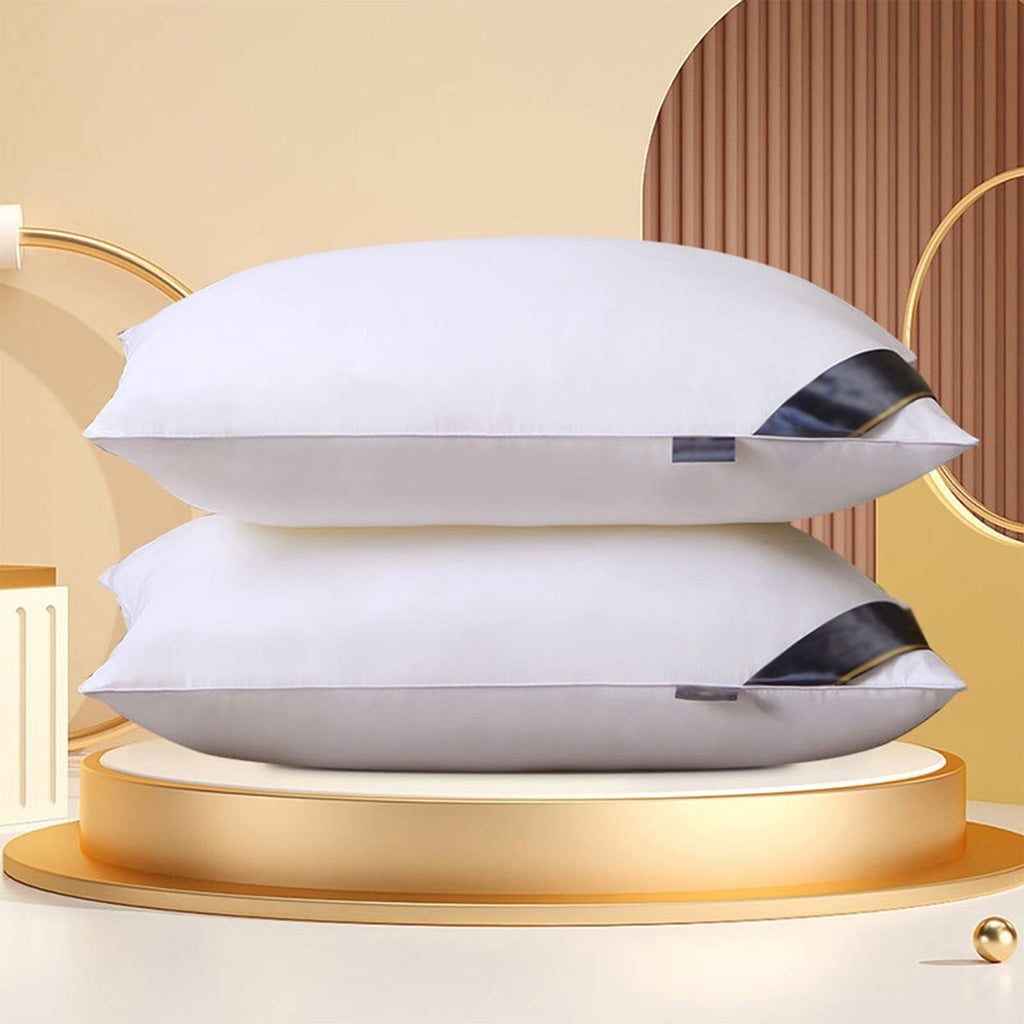 Decorative Plump 2Pcs Soft Feather Velvet Down Pillow Standard Size, Hotel-grade Feather Pillow for Sleeping, Skin-friendly Cotton Fab... - Ergonomic Memory Foam Pillow for Neck Pain Support Detail