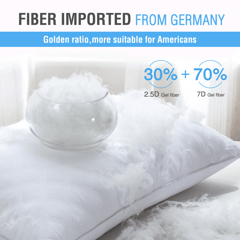 Decorative Plump Bed Pillows Queen Size Set of 2 Pillows for Bed 2 Pack Cooling Hotel Collection Down Alternative Pillows 20 x 30 inches - Orthopedic Shredded Foam Bed Pillow Set Detail