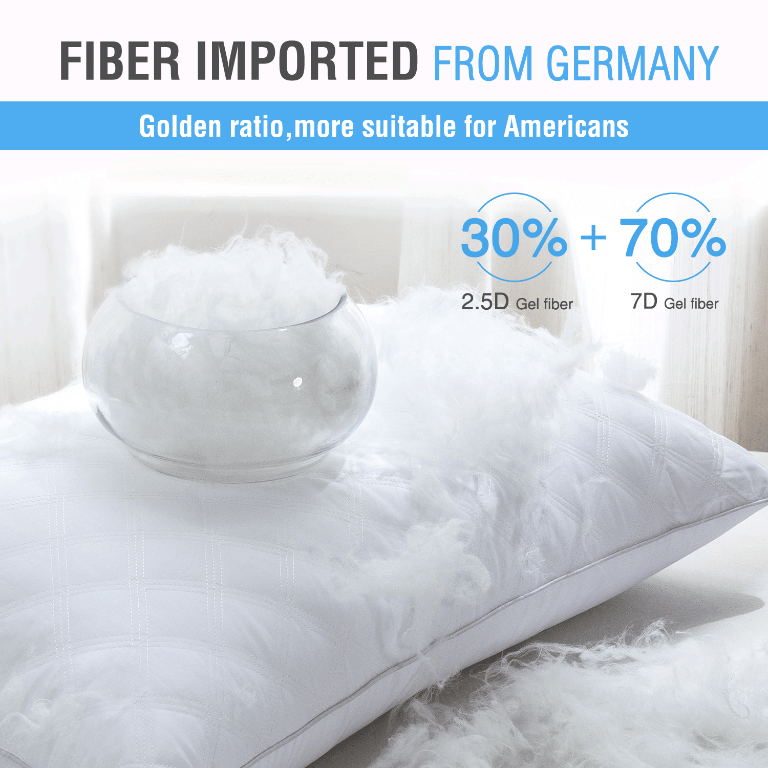 Decorative Plump Bed Pillows Queen Size Set of 2 Pillows for Bed 2 Pack Cooling Hotel Collection Down Alternative Pillows 20 x 30 inches - Orthopedic Shredded Foam Bed Pillow Set Detail
