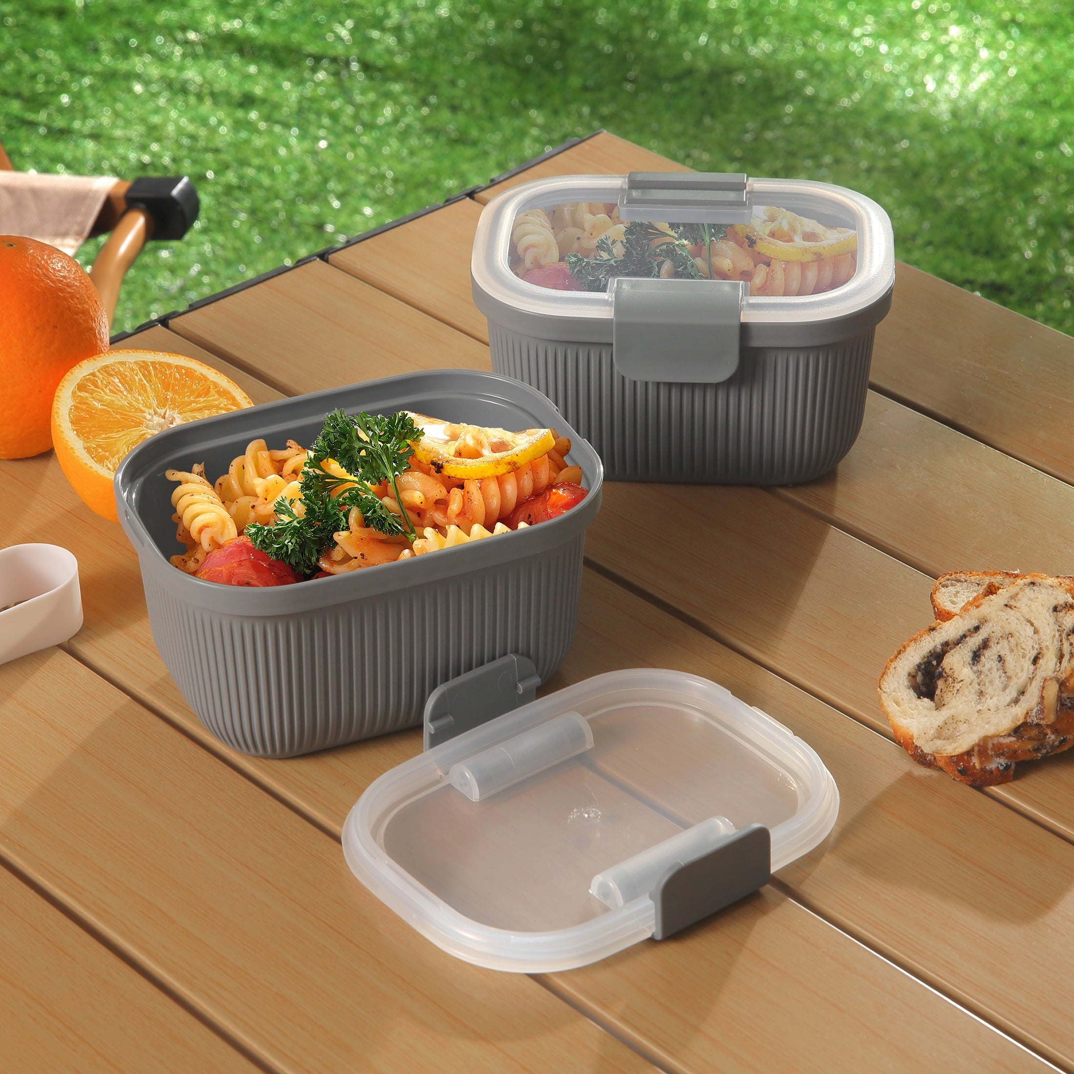 Deliciously Squishy Plastic Food Storage Bento Snack Container, Rectangle, Grey, 19oz Capacity, Made for Portable Food Storage - Fun Food Fidget Cookie Squishable Toy Detail