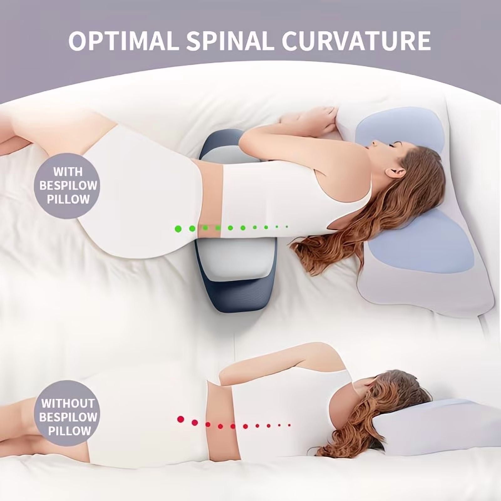 Decorative Plump Lumbar Support Pillow for Bed, Memory Foam Ergonomic Lower Back Support Waist Pillow for Side Back and Stomach Sleepe... - Decorative Throw Pillow Cushion for Sofa & Bed Detail