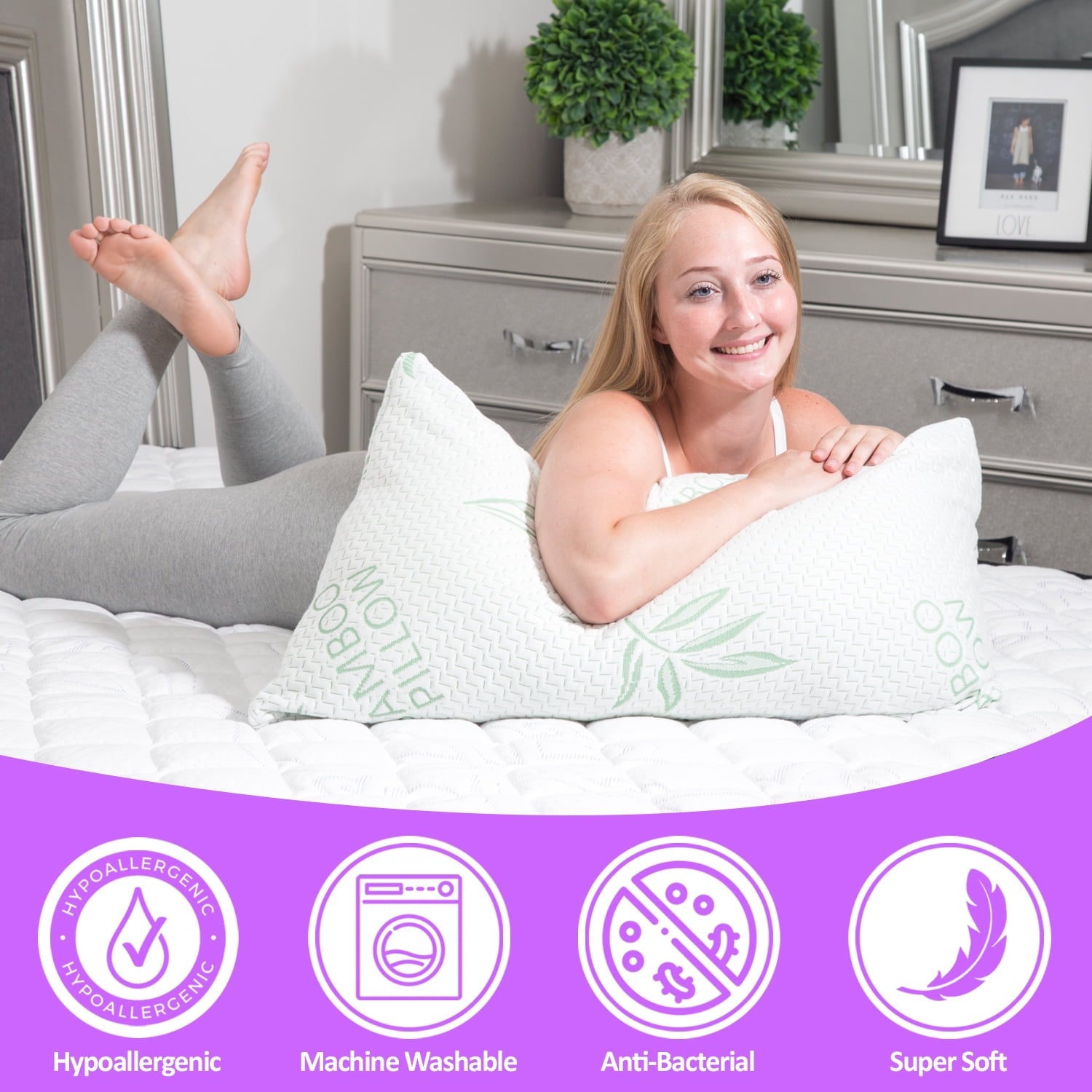 Fluffy Shredded King Size Pillow, Memory Foam Bed Pillows with Washable Pillowcases, King - Hotel Quality Plush Sleeping Pillows Detail