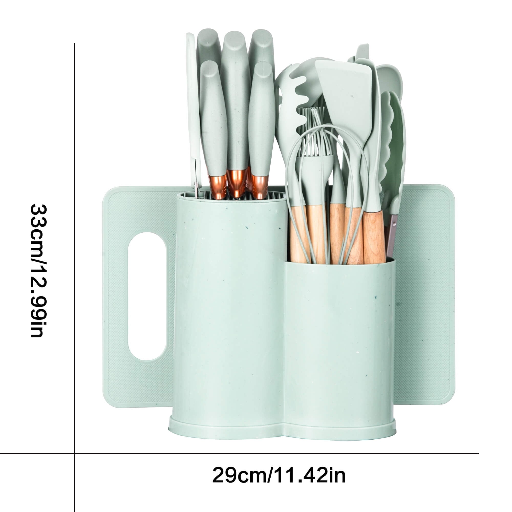 Heat-Resistant 19pcs Silicone Kitchen Utensil Set, Heat-Resistant Non-Stick Easy Cooking Cleaning Home Light-Green - Ergonomic Kitchen Tongs and Cooking Spoon Utensil Detail