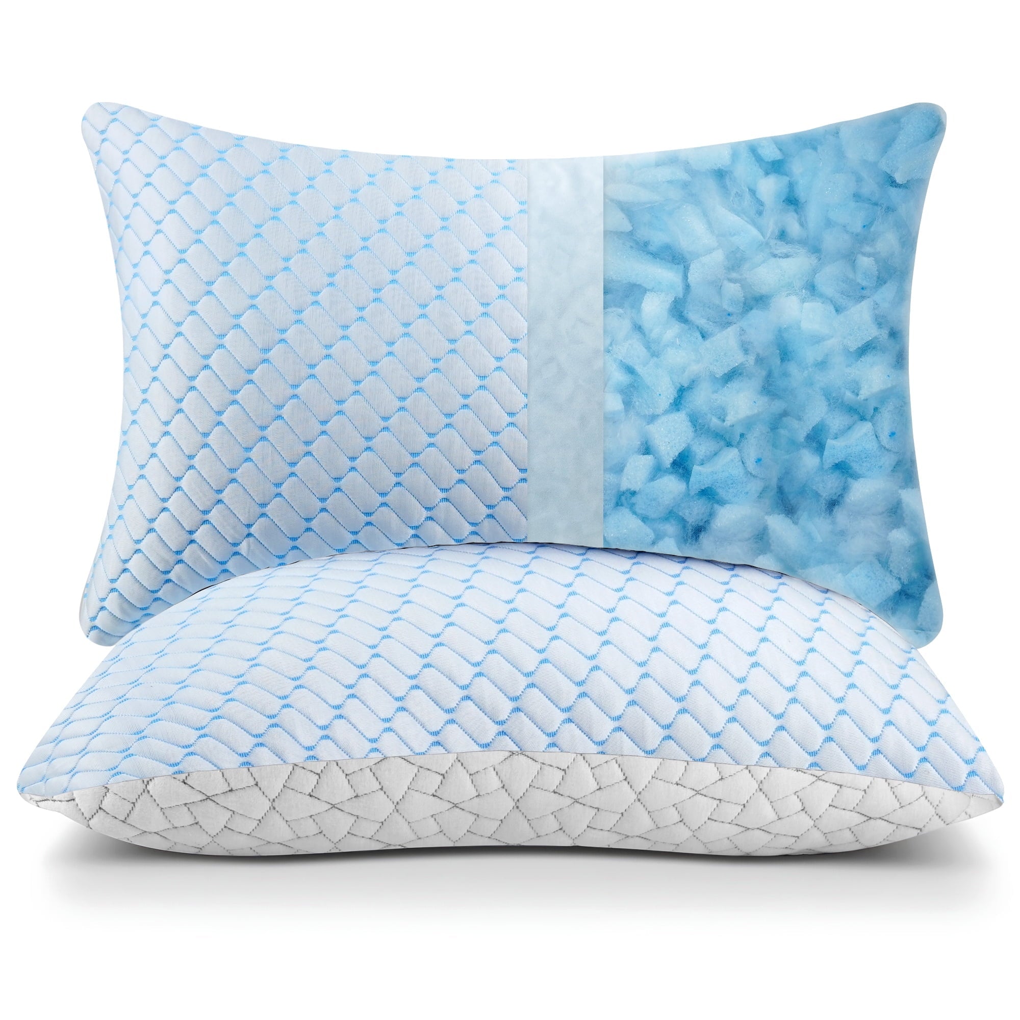 Hotel Collection Shredded Memory Foam Pillows Standard Size Set of 2, Regulating Reversible Cooling Pillow Bed Pillow for Bed, Adjusta... - Decorative Throw Pillow Cushion for Sofa & Bed Detail