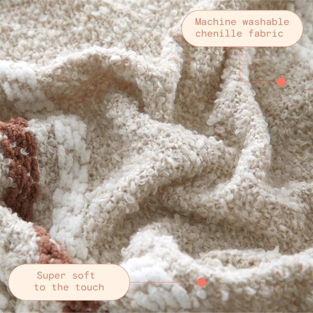 Lightweight Warm 60" x 50" Cozy Striped Porcini Chenille Throw - Cozy Fleece Throw Blanket for Couch & Bed Detail