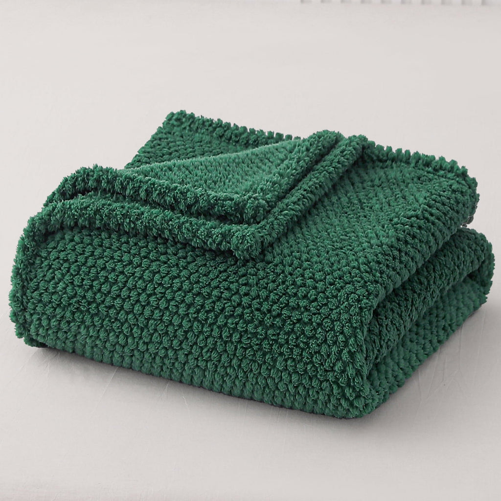 Reversible Sherpa Fuzzy Fleece 50"x70" Throw Blanket for Couch, Fluffy Warm Soft Jacquard Blankets for Fall Winter, Lightweight and Coz... - Super Soft Reversible Sherpa Flannel Blanket Detail