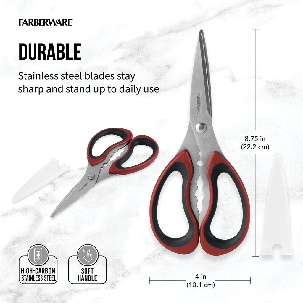 Multi-Functional Stainless Steel Kitchen and Herb Shears with Red and Black Handle - Multi-Functional Manual Food Chopper & Slicer Detail
