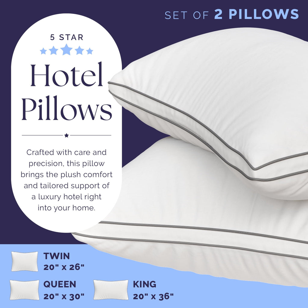 Hotel Collection Bed Pillows Queen Size Set of 2 - Luxury Down Alternative Pillow - 5 Star Hotel Pillows for Back, Side and Stomach Sl... - Orthopedic Shredded Foam Bed Pillow Set Detail