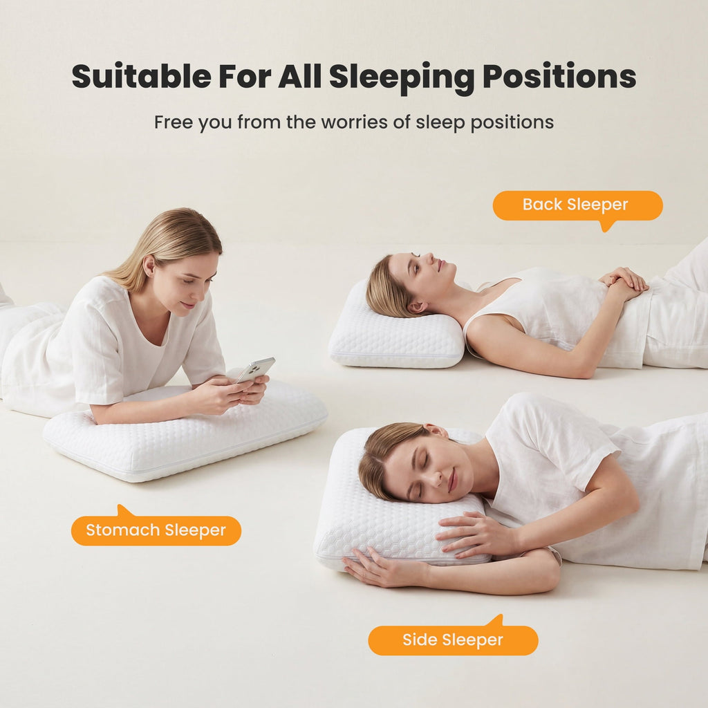 Ergonomic Memory Foam Memory Foam Pillow for Sleeping, Gel Cooling Bed Pillow with Breathable Mesh and Washable Cover for Back and Side Sle... - Ergonomic Memory Foam Pillow for Neck Pain Support Detail