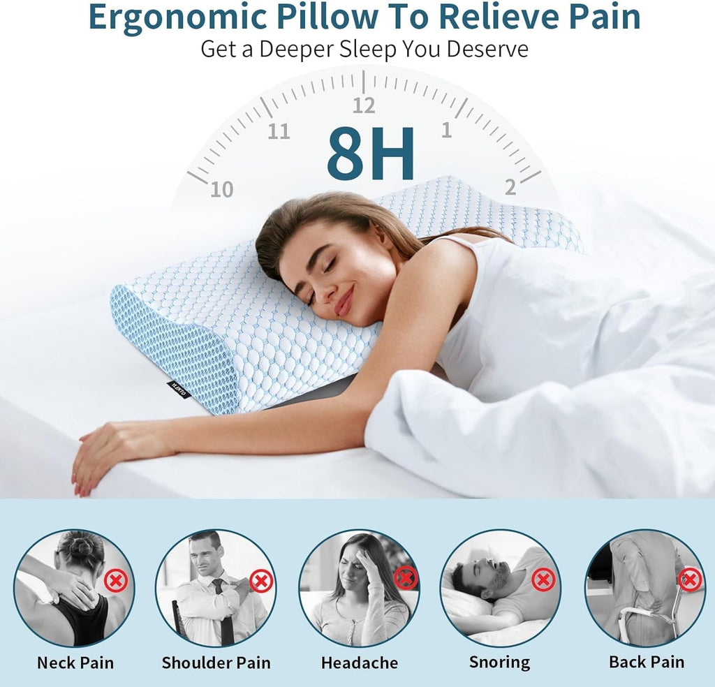 Hotel Collection for Neck Pain Relief, Contour Memory Foam s for Sleeping, Odorless Ergonomic Adjustable Orthopedic Cooling Bed Neck S... - Hotel Quality Plush Sleeping Pillows Detail