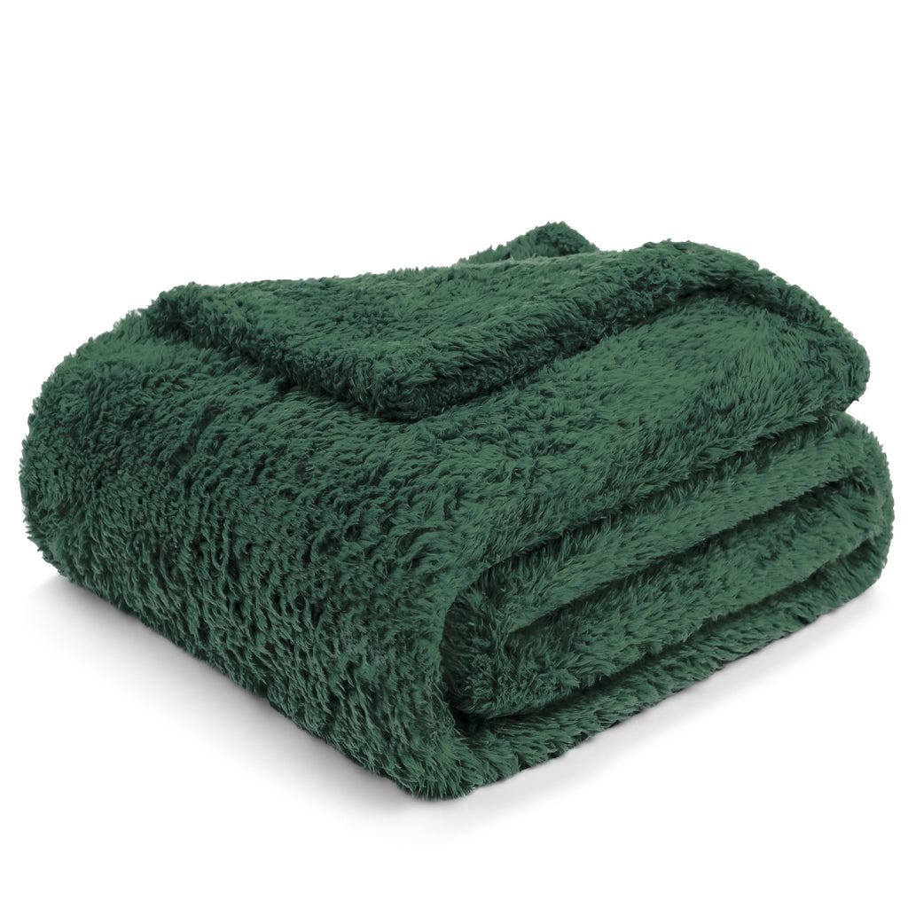 Decorative Knitted Sherpa Throw Blanket For Couch Sofa, Emerald Green Fluffy Warm Plush Blanket for Bed, Cozy Super Soft Lightweight Thr... - Lightweight Plush Warm Blanket for All Seasons Detail