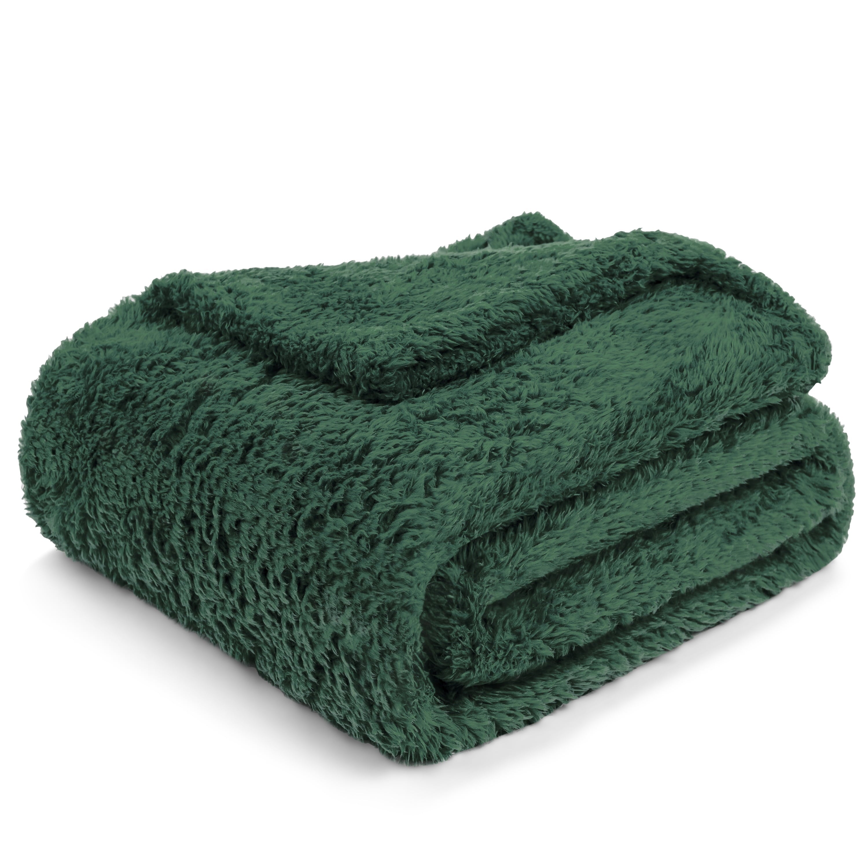 Decorative Knitted Sherpa Throw Blanket For Couch Sofa, Emerald Green Fluffy Warm Plush Blanket for Bed, Cozy Super Soft Lightweight Thr... - Lightweight Plush Warm Blanket for All Seasons Detail