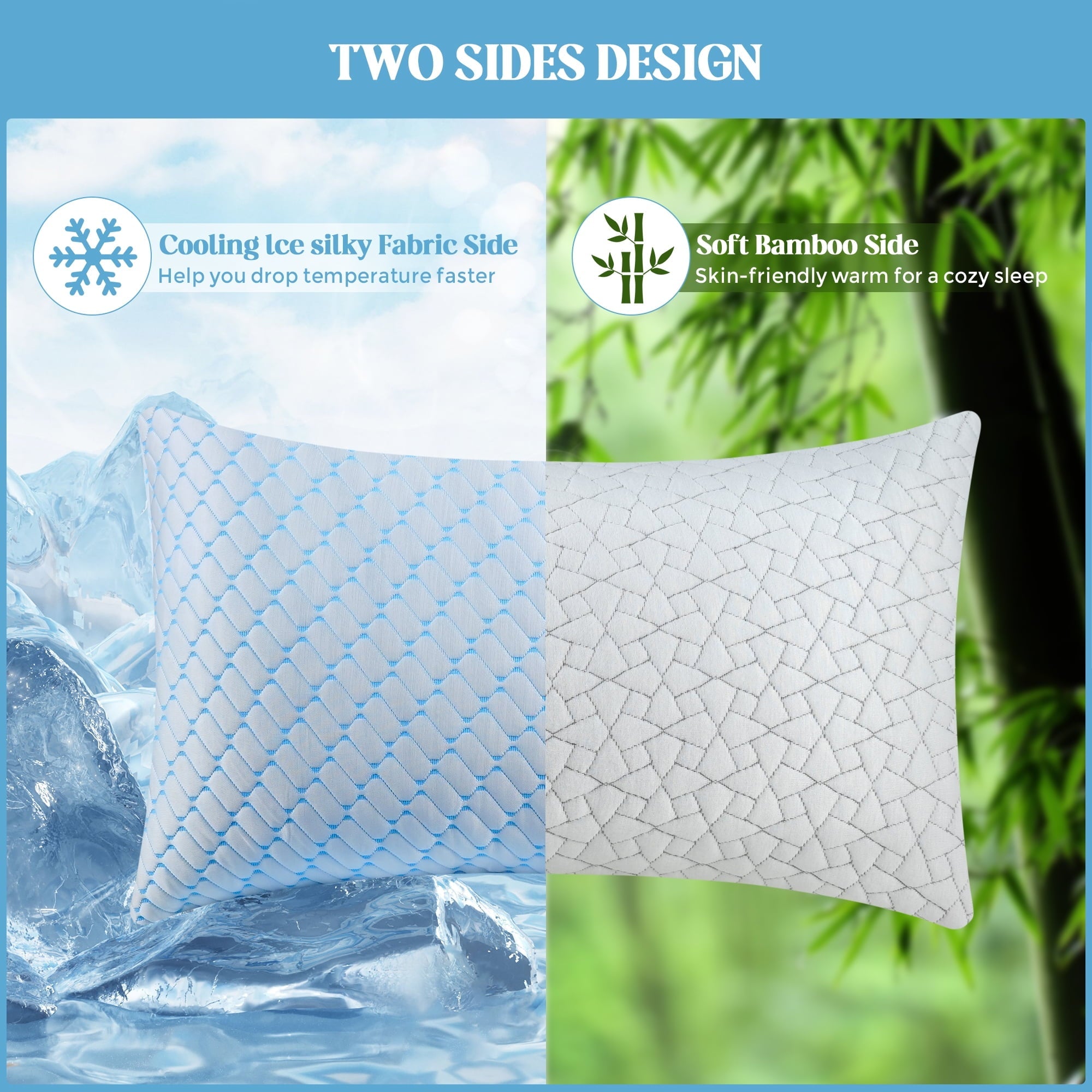 Hotel Collection Shredded Memory Foam Pillows Standard Size Set of 2, Regulating Reversible Cooling Pillow Bed Pillow for Bed, Adjusta... - Decorative Throw Pillow Cushion for Sofa & Bed Detail