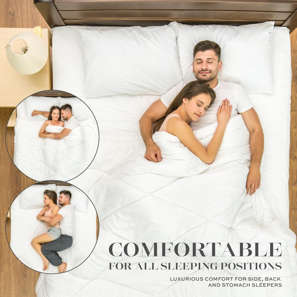 Decorative Plump Bed Pillows for Sleeping 2 Pc Set, Queen Size Pillow Side Sleeper Set, Down Alternative Luxury Hotel Soft Pillow 28x2... - Decorative Throw Pillow Cushion for Sofa & Bed Detail